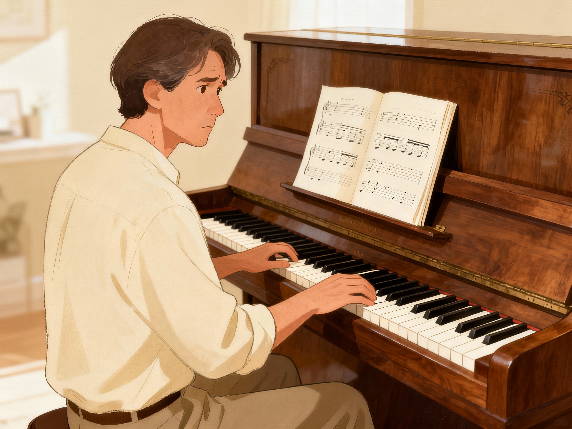 Hands on piano keyboard demonstrating skill learning